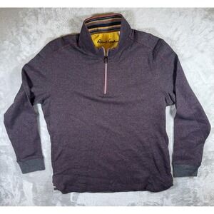 Robert Graham Sweater Mens XL Purple Stripe 1/4 Zip Mock Neck Classic Fit